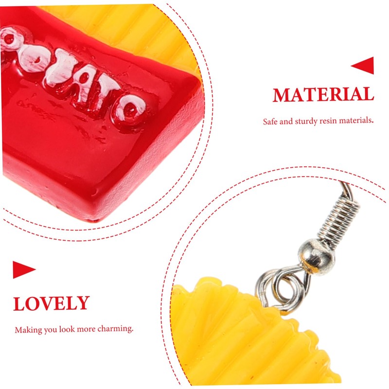 PACKOVE French Fries Earrings for Women Funny Cartoon Resin Dangle