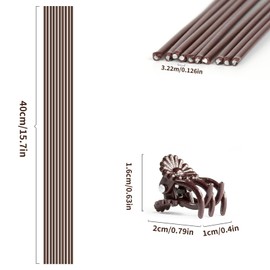 10Pcs Plant Support Stakes with 15 Pcs Plant Clips, Plant Sticks for Indoor and Outdoor Plants, Orchid Clips and Stakes,16inch Tall Bendable Single Stem Flower Stakes Bendable (Brown, 16inch)