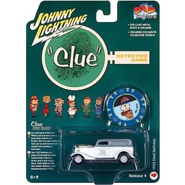 Johnny Lightning - Vintage Clue 1933 Ford Delivery Mrs. White, Hall w/Wrench & Poker Chip