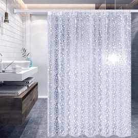 Shower Curtains White, Outdoor Shower Curtain 200 x 240 cm Peva Dot Shower Curtains for Home Dorm