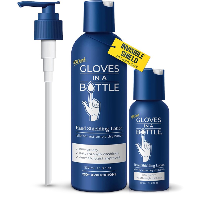 Guantes en una loción de protección para botellas (One- 2
