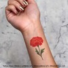 4 x 'Single Carnation Flower' Temporary Tattoos - Water Resistant,
