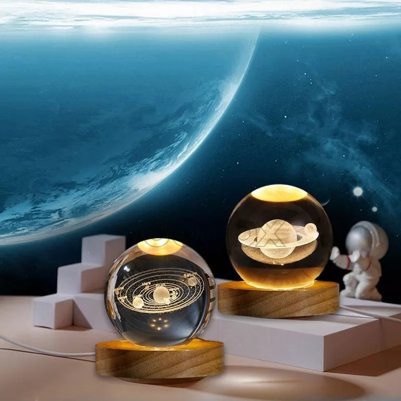 GOGOX Lampara De Noche Led 3d Galaxia Bola Cristal, Sistema