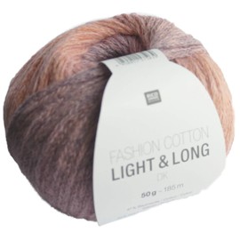 Rico Fashion Cotton Light & Long dk Colour 04 Purple Dusky Pink, Cotton Yarn with Long, Subtle Degradé Colour Gradient for Knitting and Crocheting