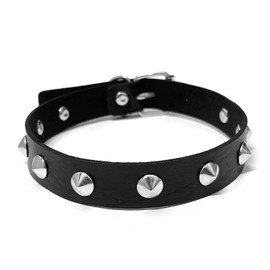 Tosmifairy Studded Leather Choker Necklace and Bracelets Set for 80s 90s Vintage Women Men Punk Rock Emo Goth Jewelry Scene Costume Accessories,Three Row Cone Round Studs