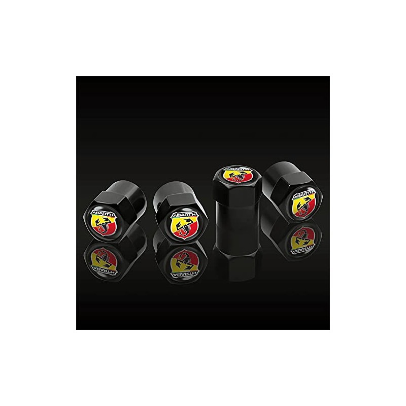 Black Dust Valve Cap with Ultra Gloss Black Abarth Logo.