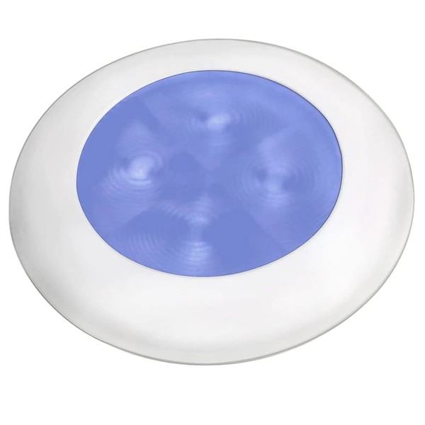 Hella Marine Blue LED Round Courtesy Lamp - White Bezel
