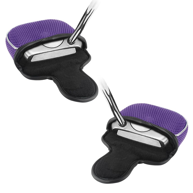 Andux Mesh Mallet Putter Cover Golf Putter Head Covers Purple,