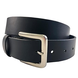Zelikovitz 1.5"(38mm) Men's Black Solid Buffalo Leather Belt Handmade in Canada (46 for 44" Waist)