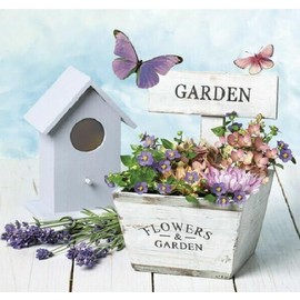 Set of 2 Paper LUNCH Decoupage Napkins European BIRD HOUSE Flowers LAVENDER New For Needlework Perfect For Birthday Holiday Wedding Cocktail Projects Premium Quality Exquisite Designs