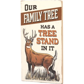 Deer Hunting Wood Wall Decor - Our Family Tree Has a Tree Stand In It - Vintage Hunting Sign for Lodge, Man Cave, or Garage