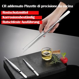 2 Cooking Tweezers (20 cm and 30 cm), Kitchen Tweezers, Stainless Steel, Long Tweezers, Meat Tweezers, Stainless Steel, Cooking Tweezers Kitchen, Tongs Kitchen