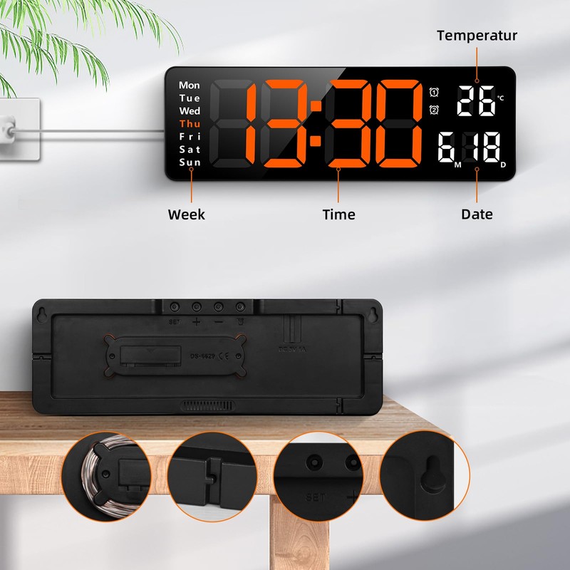 Koolertron Wall Clock Digital 13 Inch Wall Clock Large Display