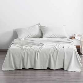 NTBAY 4 Pieces 100% Microfiber King Bed Sheet Set, 1800 Super Soft and Cozy, Wrinkle, Fade, Stain Resistant Fitted Sheet Set (1 Flat Sheet, 1 Fitted Sheet, 2 Pillowcases) with Deep Pocket, Light Grey