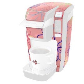 WraptorSkinz Decal Style Vinyl Skin compatible for Keurig K10 / K15 Mini Plus Coffee Makers Kearas Flowers on Pink (COFFEE MAKER NOT INCLUDED)