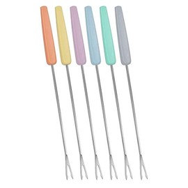 Gravidus Set of 6 fondue forks, colourful stainless steel for social fondue, robust and durable barbecue forks made of plastic and stainless steel