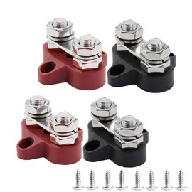 Heart Horse Bus Bar Terminal Block, Battery Power Stud Junction Post, M8 Power Distribution Block for Truck RV Boat, Heavy Duty Stainless Steel 150A(2 pcs Red + 2pcs Black, 5/16")