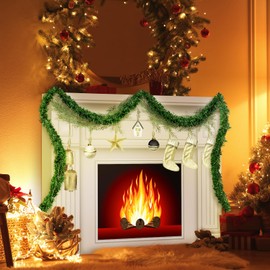 Mooliwe Christmas Cardboard Fireplace Prop Giant Neutral Bricks Fireplace Cardboard 3D Campfire Fake Centerpiece for Christmas Party Background Decor, 38 x 30 x 7 Inches