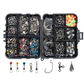zmart 160pcs Fishing Hooks Accessories Kit Jig Hook Sinker Weight Fishing Swivel Snap Bass
