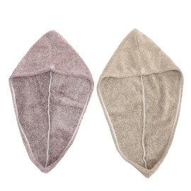 VICASKY 2pcs Coral Fleece Hair Drying Caps for Women Super Absorbent Shower Turban Wrap Quick Dry Hair Towels Charcoal Purple Green Yellow