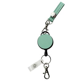Black Reel, Leather, Mini Strap, Loop, Elastic Reel, Cowhide Leather, Made in Japan, Pass Case, Key Loss, Emerald