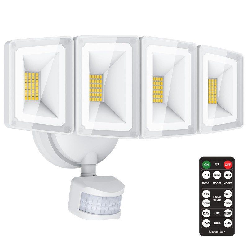 USTELLAR 100W 10000LM LED Security Lights Motion Sensor Outdoor, Remote