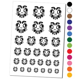 Cute Bee Happy Temporary Tattoo Water Resistant Fake Body Art Set Collection - Red (One Sheet)