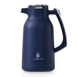 IDEUS 68 oz Stainless Steel Thermal Coffee Carafe, Double Wall Insulated Vacuum Flask, Water Coffee and Beverage Dispenser, 12 Hour Heat 24 Hour Cold Retention, Navy Blue