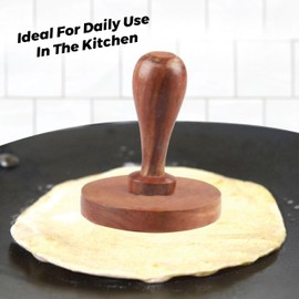 SUL Wooden Chapati Press,Roti,Fluffer Paratha Indian Datta Press Long Life Solid Wood,Chapati Datta Press Indian Cookery Potato Masher