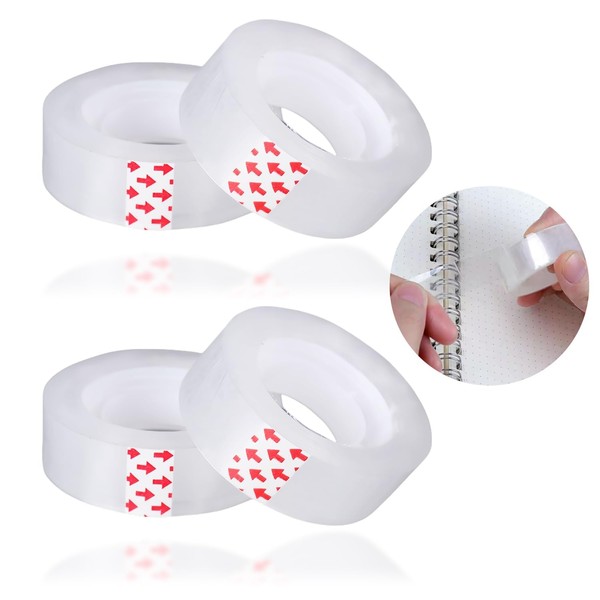 4 Small Clear Tapes, 18mm x 30m Sellotape Rolls Cellotape