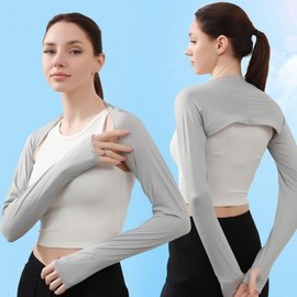 Women's Outdoor UV Protection Cool Shoulder Arm Sleeve Bolero for Sports & Golf UV Protection Sky Blue/ONE
