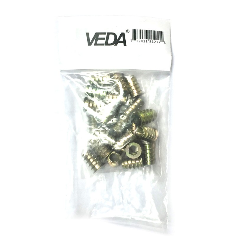 Veda M8 X 15 TYPE D THREADED WOOD INSERT NUTS