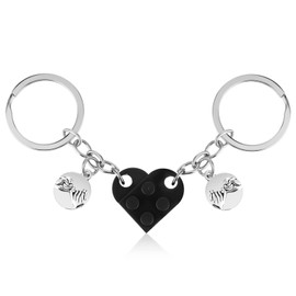 Ouligay 2pcs Couple Matching Keychains Brick Heart Keychain for Boyfriend Girlfriend Gifts Matching Heart Keychain for Couples Valentines Gift for Him Her Husband Wife