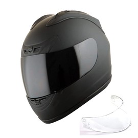 1Storm New Motorcycle Bike Full Face Helmet JH901 Matt Black + One Extra Clear Shield