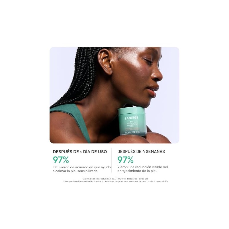 Laneige Mascarilla Dormir Cica Coreana Piel Sensible Hidratación Calmante Reparación
