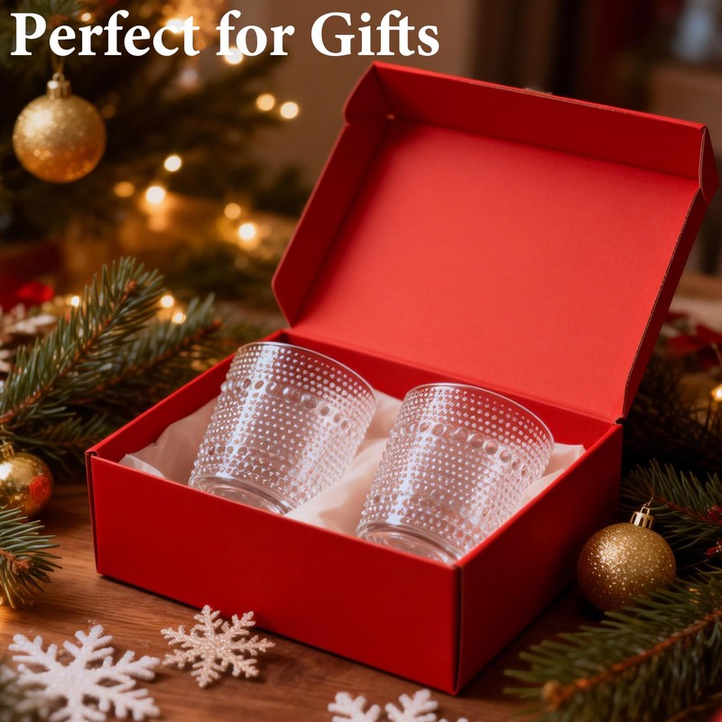 ZUQIAN 10 Pack Hobnail Drinking Glasses Set, 10 OZ Vintage