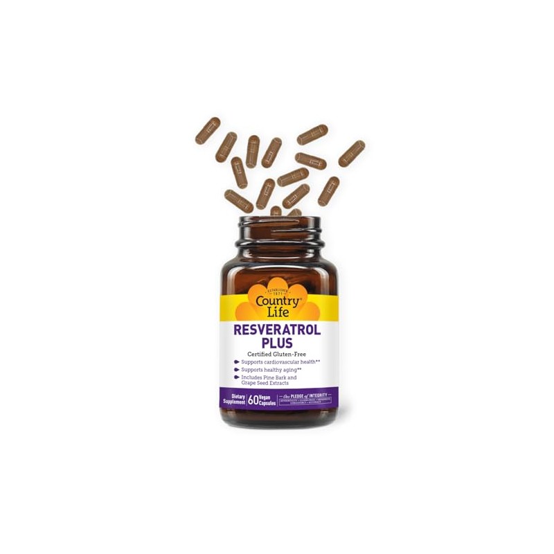 Country Life Resveratrol Plus, Antioxidant - 60 Vegetarian Capsules