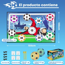 NIERBO Portería de fútbol para niños, juego de lanzamiento con 2 balones incluidos, 9 objetivos, plegable (Azul)
