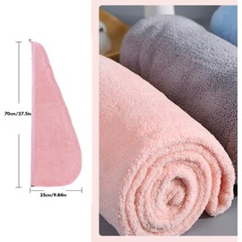 2 Pack Microfiber Hair Towel Wrap,H HOME-MART Super Absorbent Twist Hair Turban Hair Wrap for Women Fast Drying Hair Drying Cap with Buttons,Long & Thick Microfibre Hair Towel (Blue+Pink)