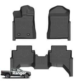 Alfombrillas para Ford Ranger SuperCrew Cab 2024-2026, Alfombrillas de Auto TPE para Todo Clima, Impermeables, Resistentes, Revestimientos de Piso de Ajuste Personalizado para Accesorios