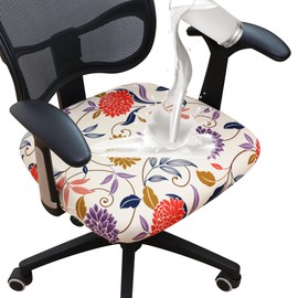 FORCHEER Waterproof Office Chair Seat Cover 20x20 1 Piece Strechable Floral Computer Desk Chair Seat Slip Cover Washable Replacement
