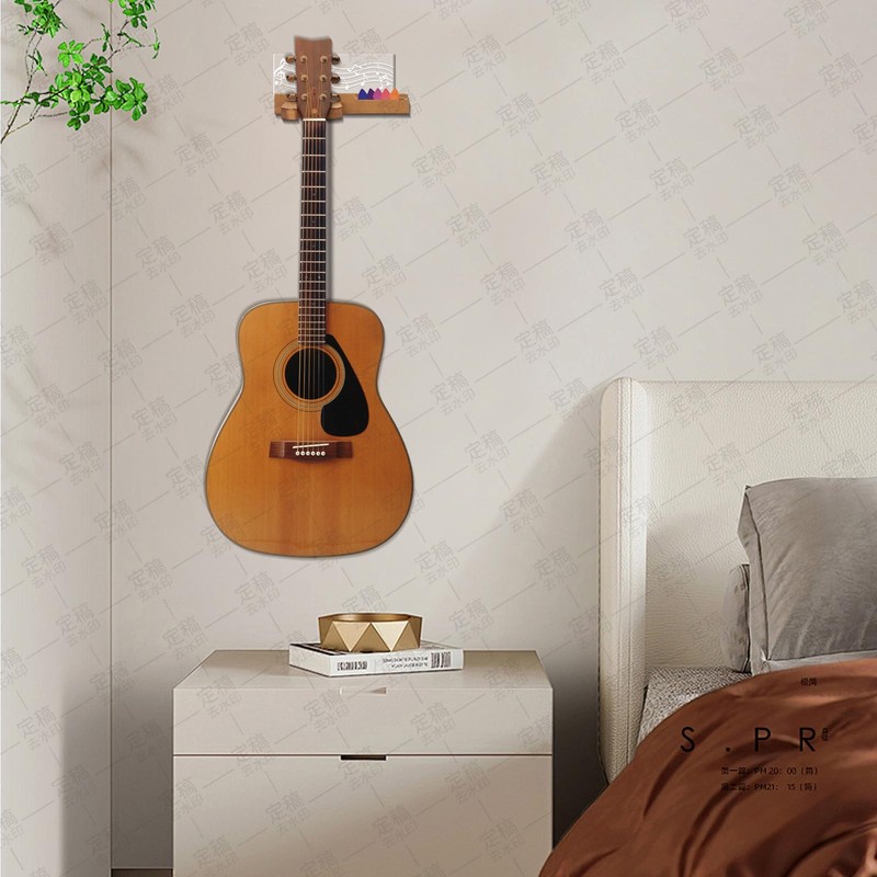 Gugxiom Light up Wooden Guitar Stand,Note Pattern Designs,Guitar Wall Mount