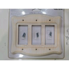 allen + roth 3-Gang Standard Size Weathered White Finish Wood Indoor Wall Plate