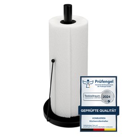 VonBueren Kitchen Roll Holder Black Standing 32 x 15 cm Stainless Steel Kitchen Roll Holder Black Paper Roll Holder for Any Kitchen Roll Holder for Kitchen Roll for Worktop