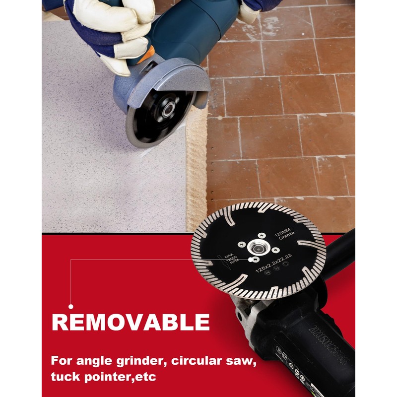 Casaverde 5" Diamond Granite Blade with Removable 5/8-11 Thread Cuts