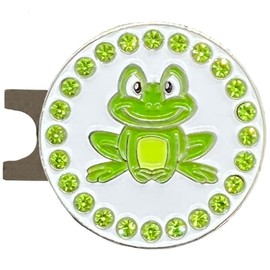 Giggle Golf Bling Green Frog Golf Ball Marker with A Standard Hat Clip