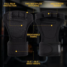 Lorpect Gym Gloves for Men Women, Padded Weightlifting Wrist Wrap Workout Exercise Glove