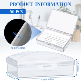Reallnaive 50 Pcs Bulk Portable Travel Soap Container Plastic Soap Boxes with Lid Homeless Donations Bar Soap Holder Bulk Gym Shower Tour Groups Hotel Outdoor Camping