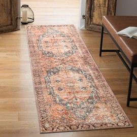 Keen Home Design Machine Washable Area Rugs with Non-Slip Backing, Ideal for Hallway, Living Room, Bedroom, Kitchen and Laundry Room, Vintage Moroccan and Low Pile Rug - (2'6'' x 12')