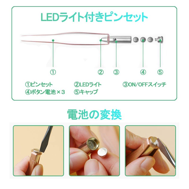 LEDライト付き ピンセット 耳掃除 耳かき イヤークリーナー みみかき 子供用 お年寄り用 家庭用 ライト